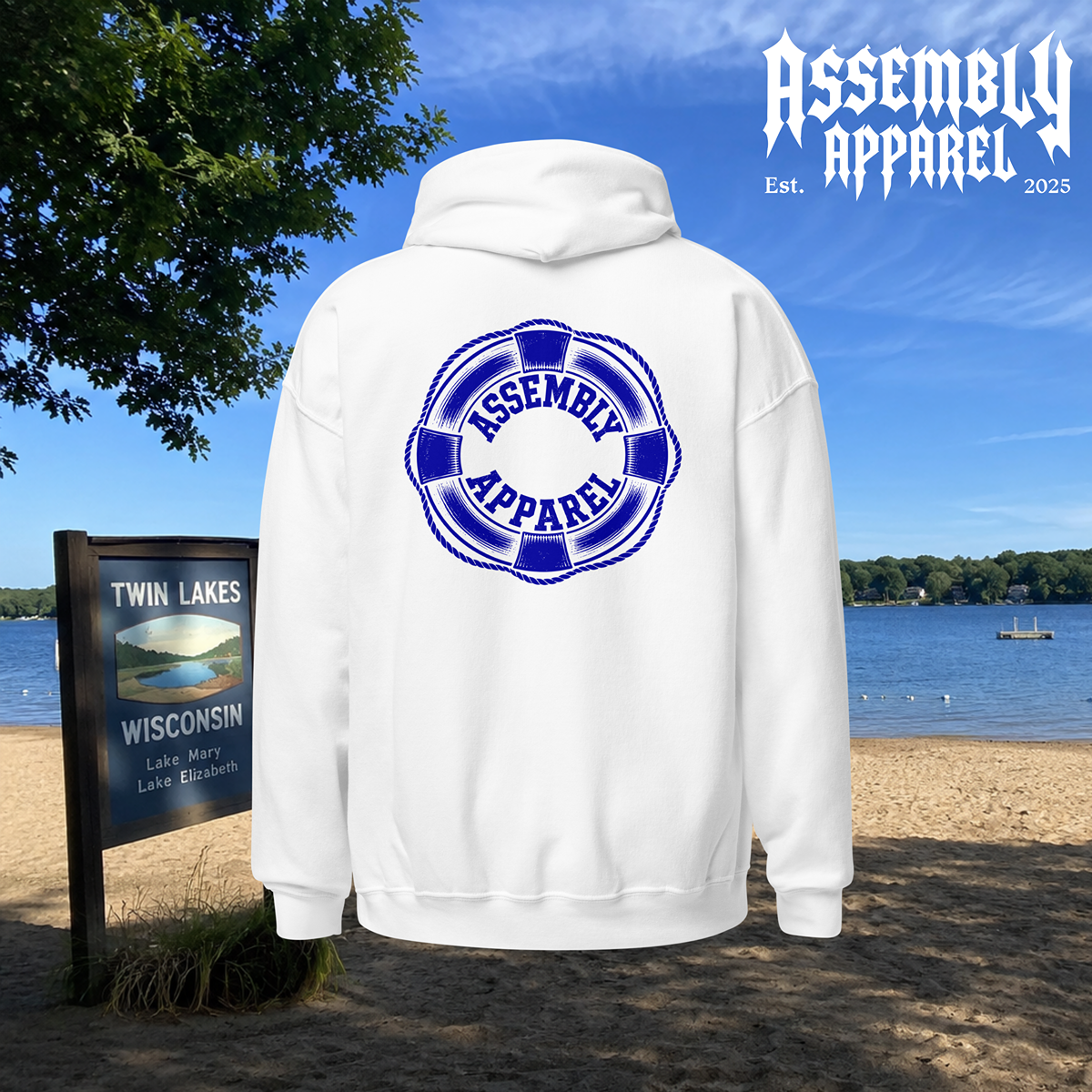 Twin Lakes WI White Hoodie