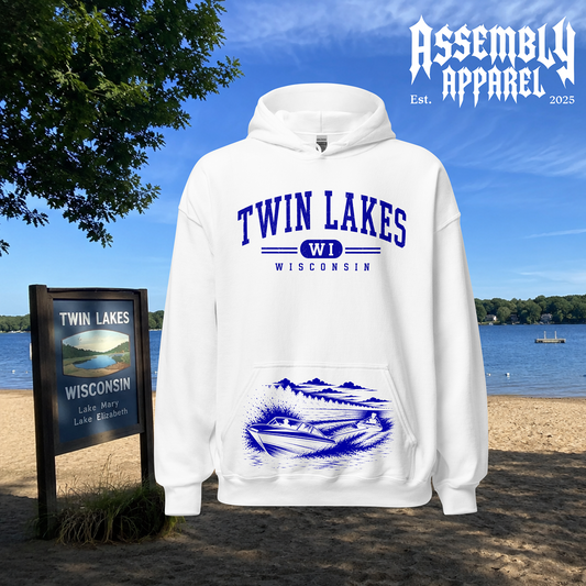 Twin Lakes WI White Hoodie